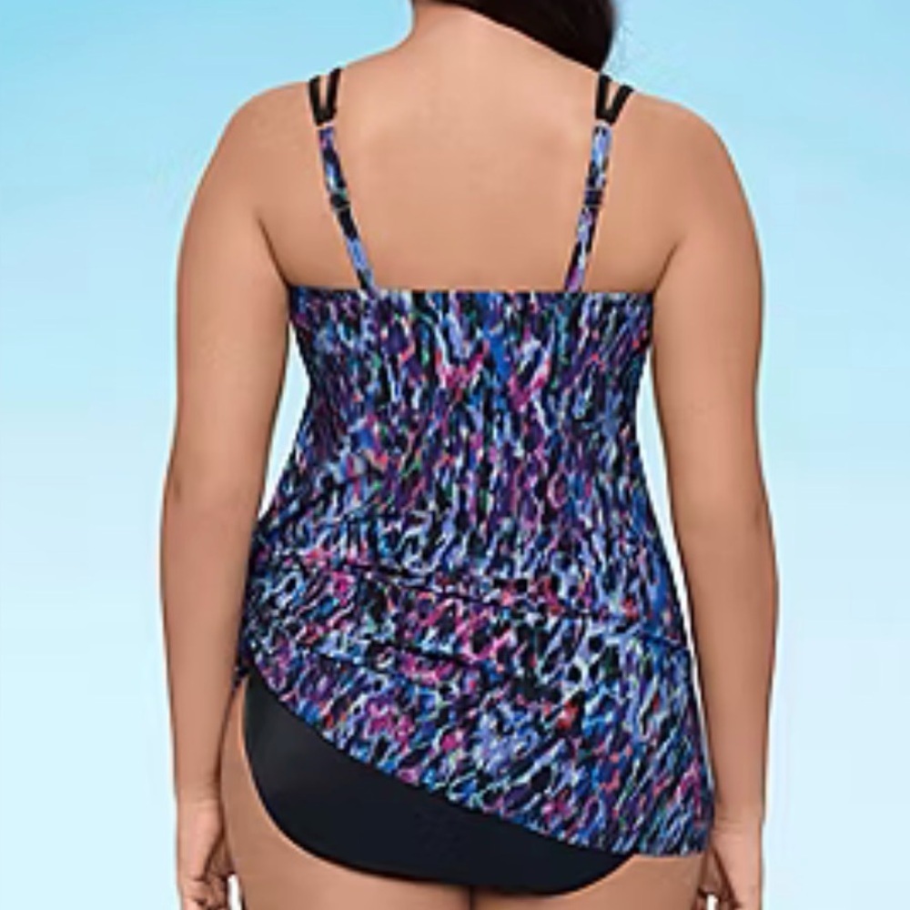 Plus Size Trimshaper Tracey Black Multi Swimdress Size 18 - Picture 4 of 14
